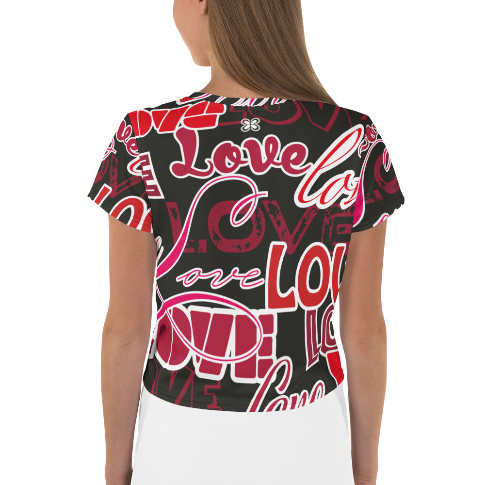 LOVE All-Over Print Crop Tee
