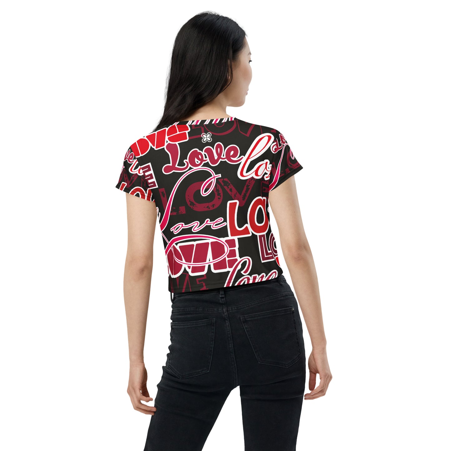 LOVE All-Over Print Crop Tee