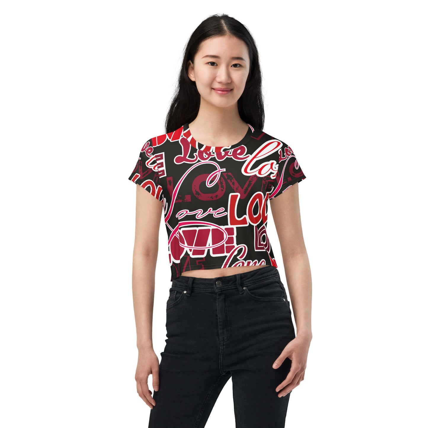 LOVE All-Over Print Crop Tee