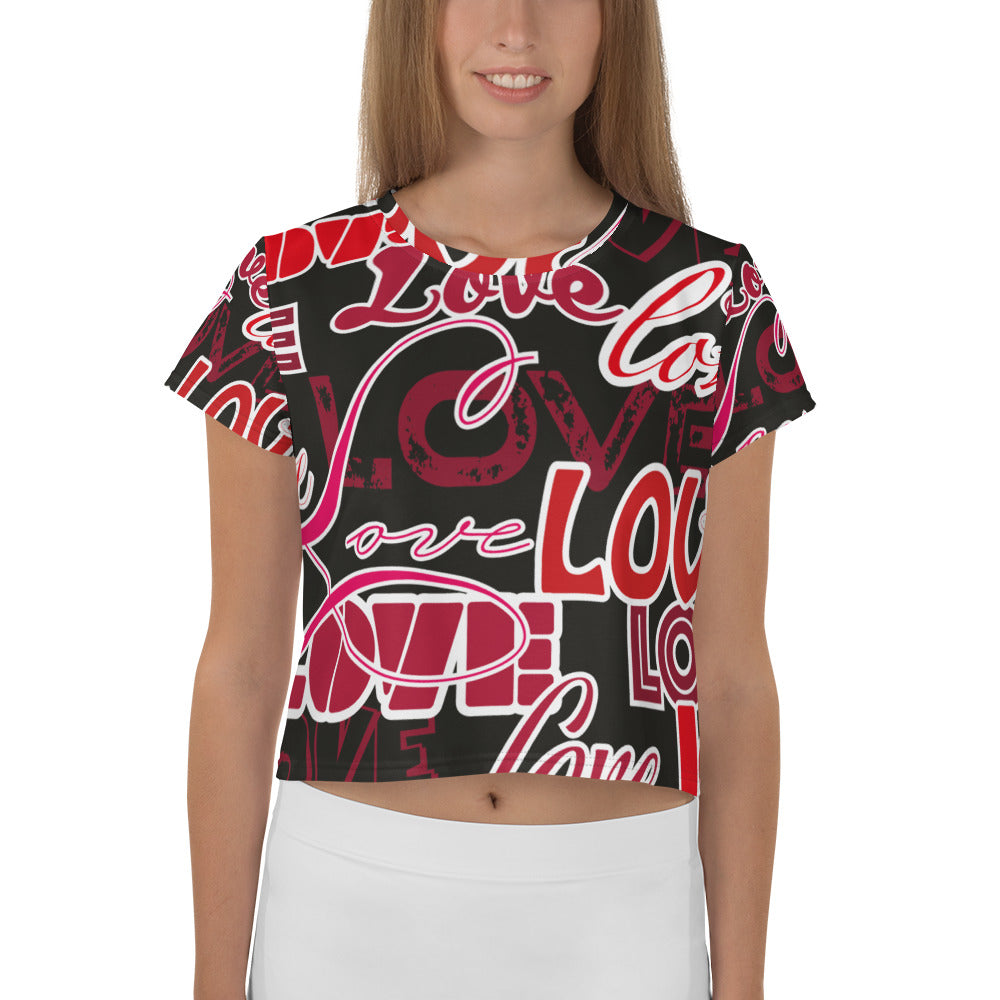 LOVE All-Over Print Crop Tee
