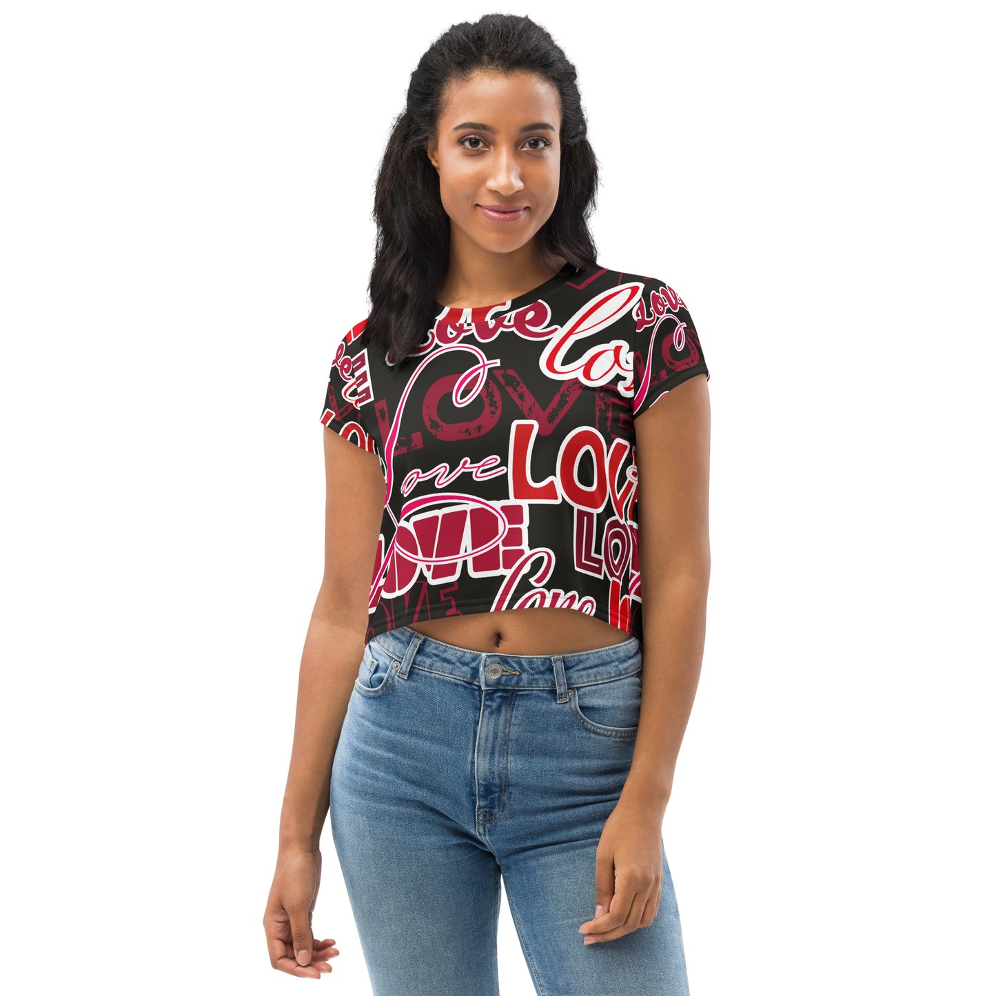 LOVE All-Over Print Crop Tee