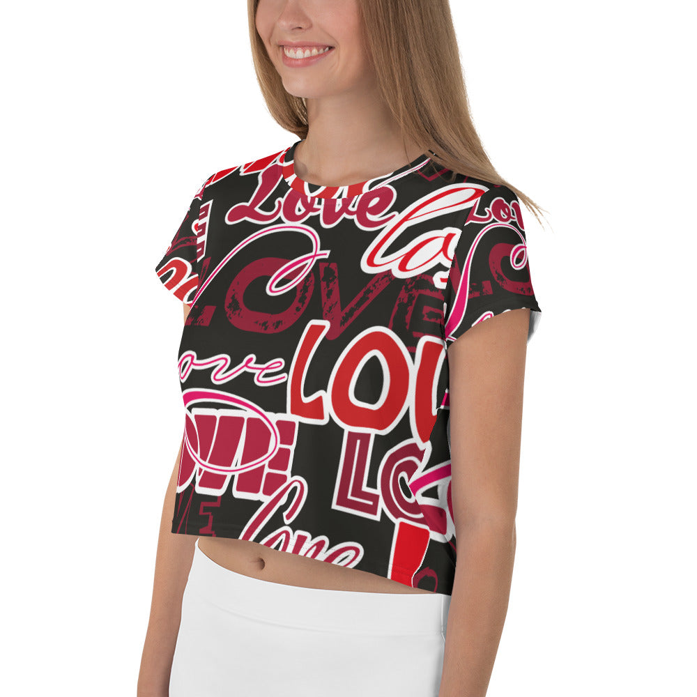 LOVE All-Over Print Crop Tee
