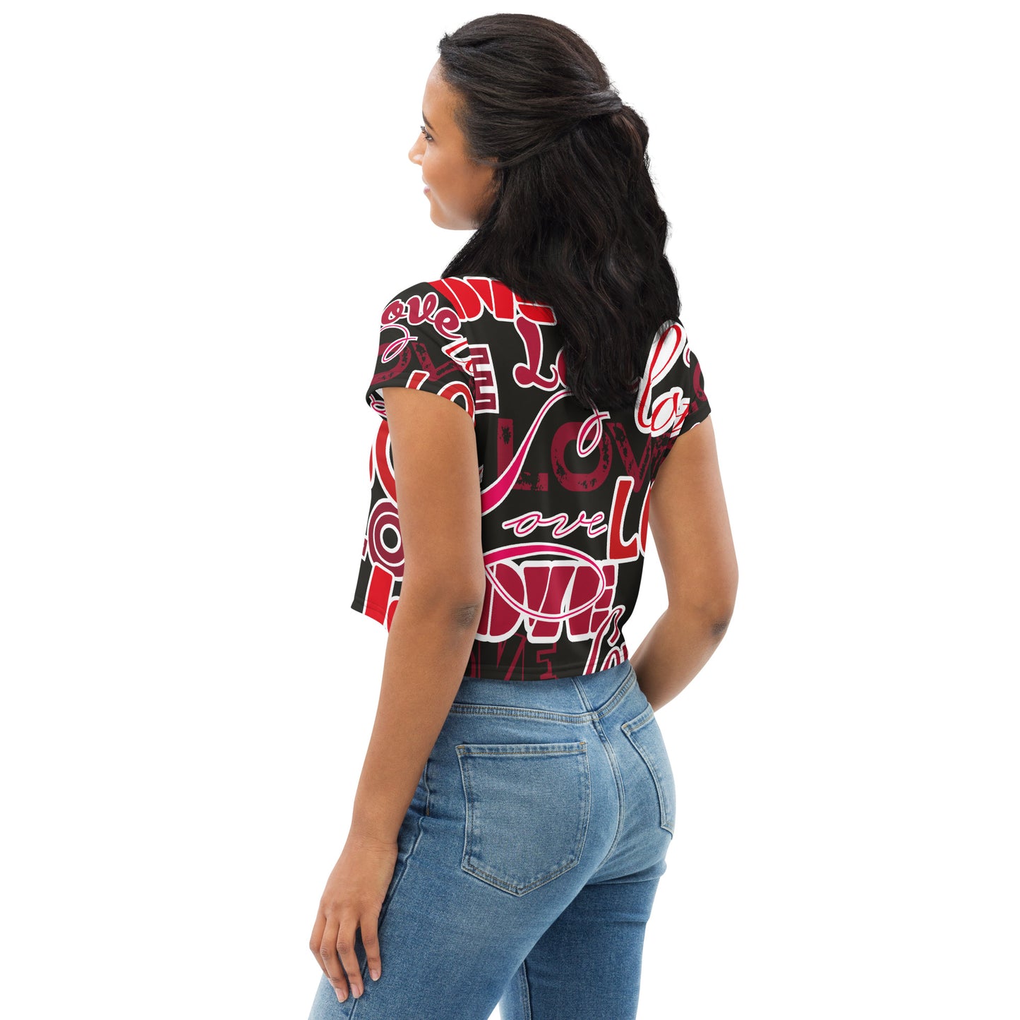LOVE All-Over Print Crop Tee