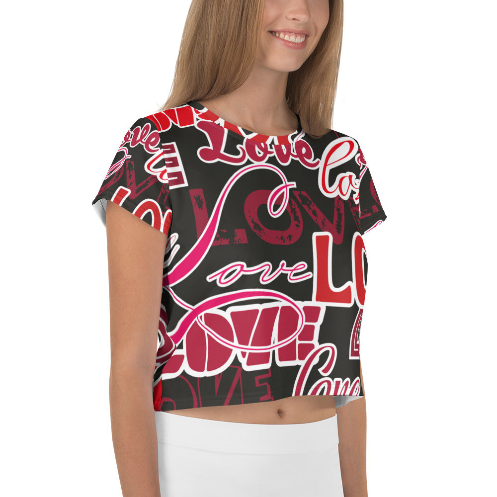 LOVE All-Over Print Crop Tee