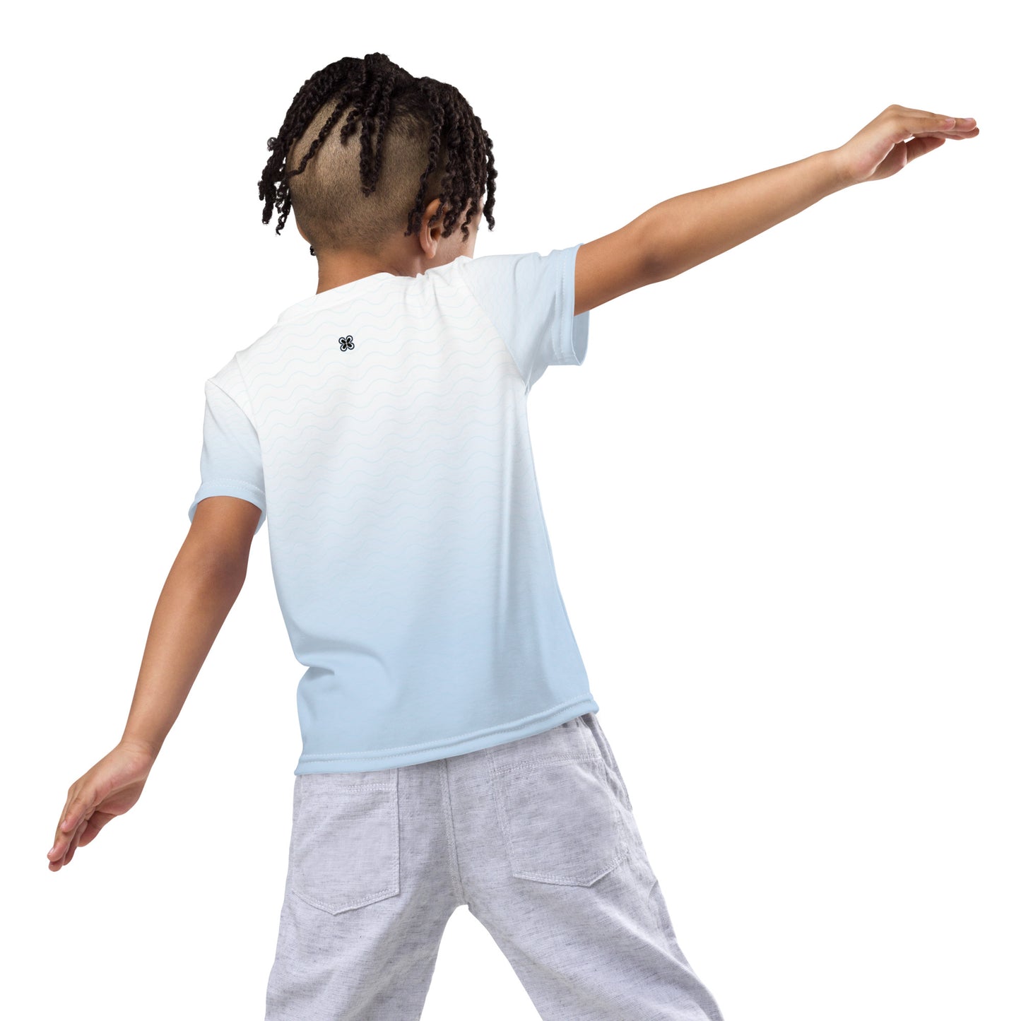Blue-Gradient Waves Kids crew neck t-shirt