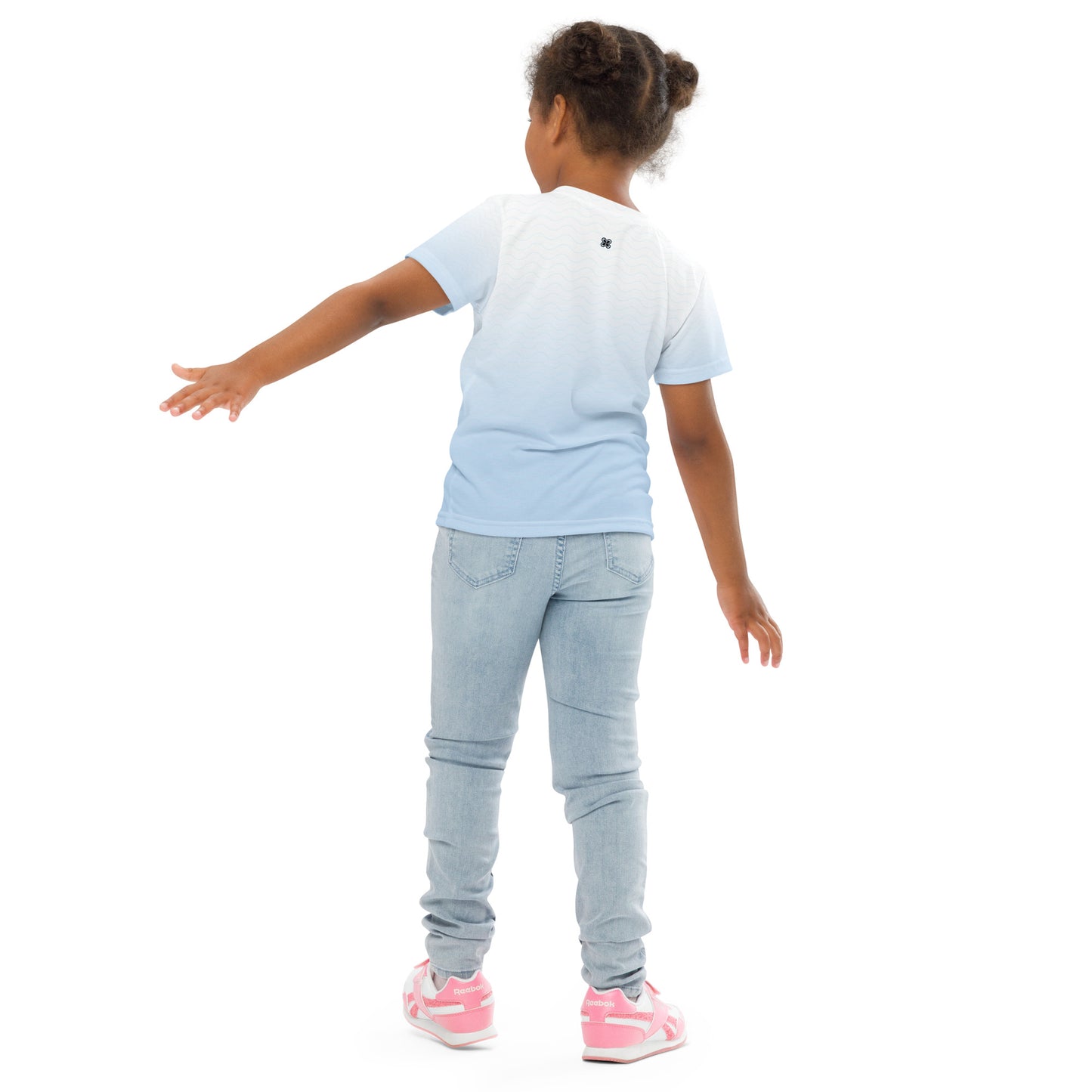 Blue-Gradient Waves Kids crew neck t-shirt