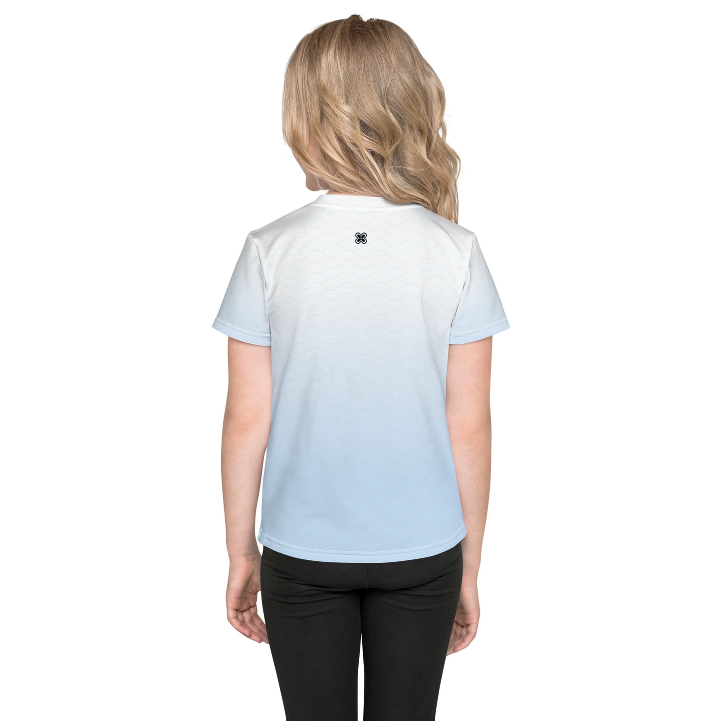 Blue-Gradient Waves Kids crew neck t-shirt