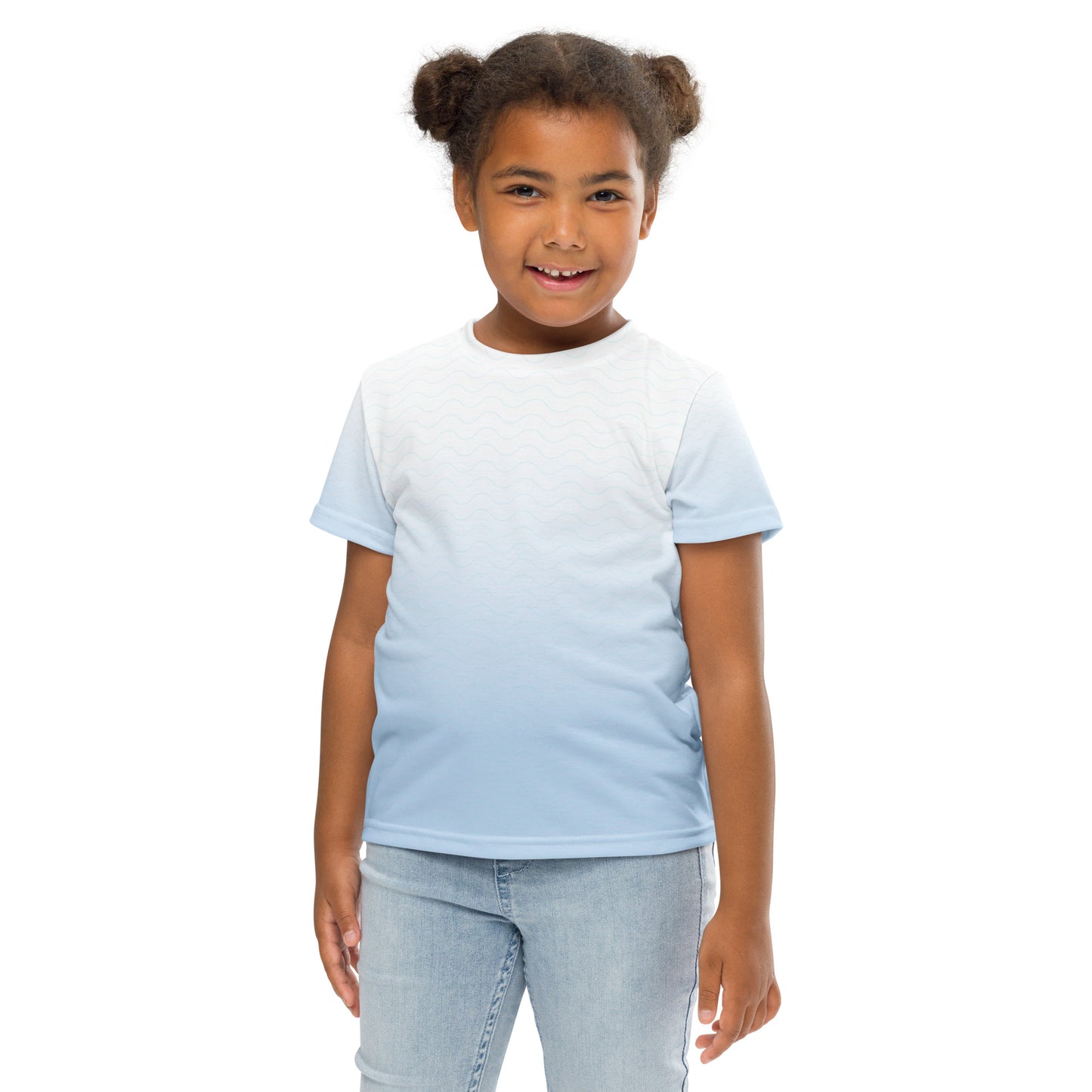 Blue-Gradient Waves Kids crew neck t-shirt