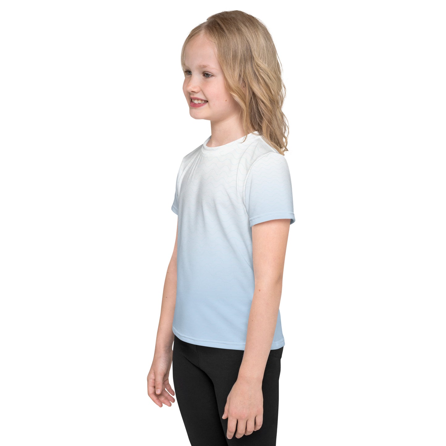 Blue-Gradient Waves Kids crew neck t-shirt