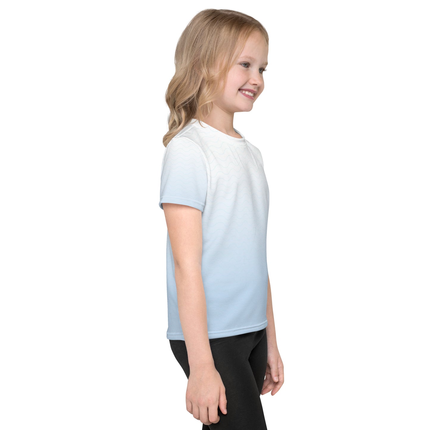 Blue-Gradient Waves Kids crew neck t-shirt