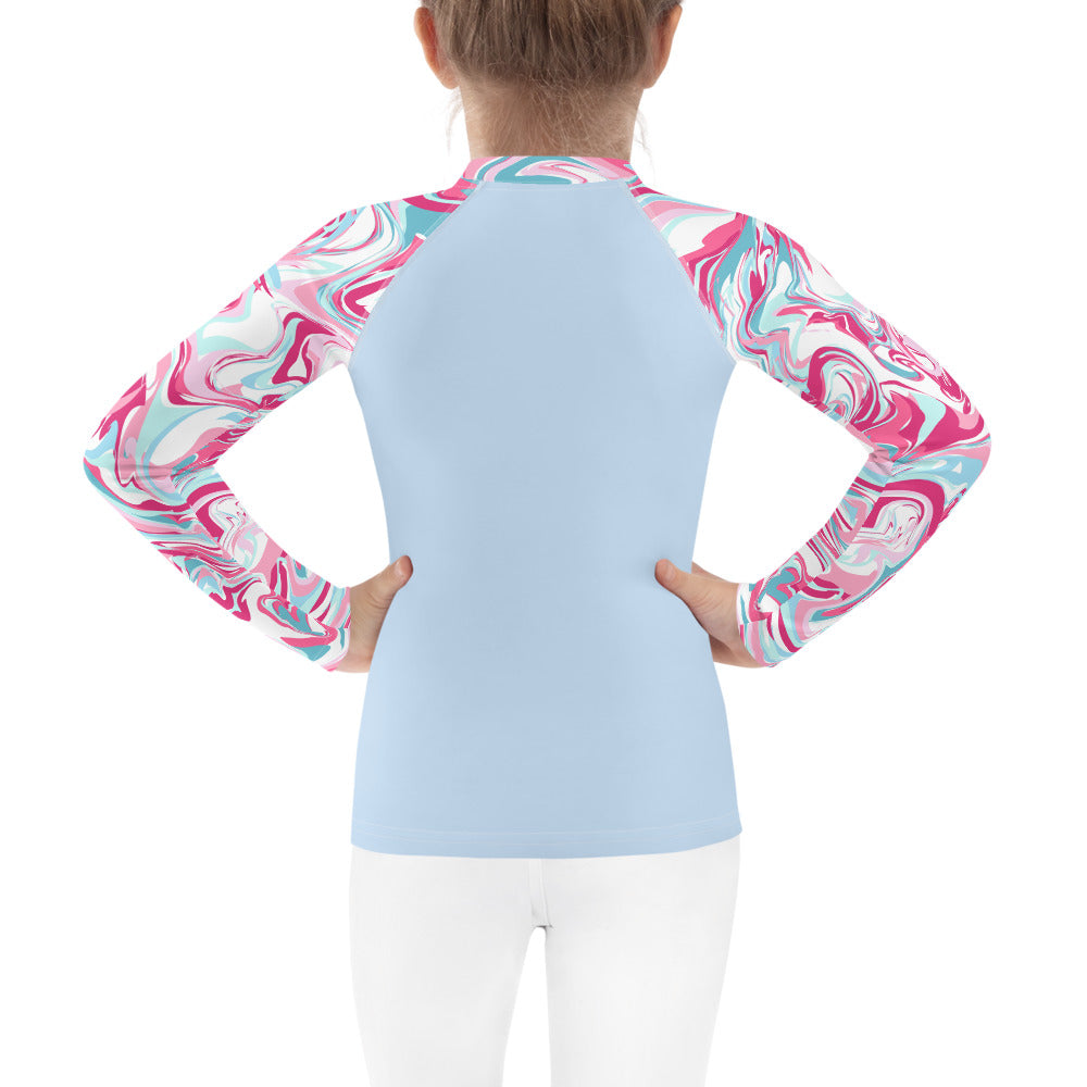 Marble-Pink Kids Rash Guard