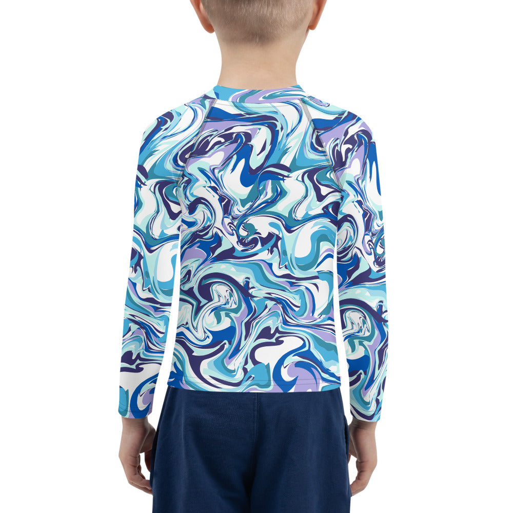Marble-Blue Kids Rash Guard