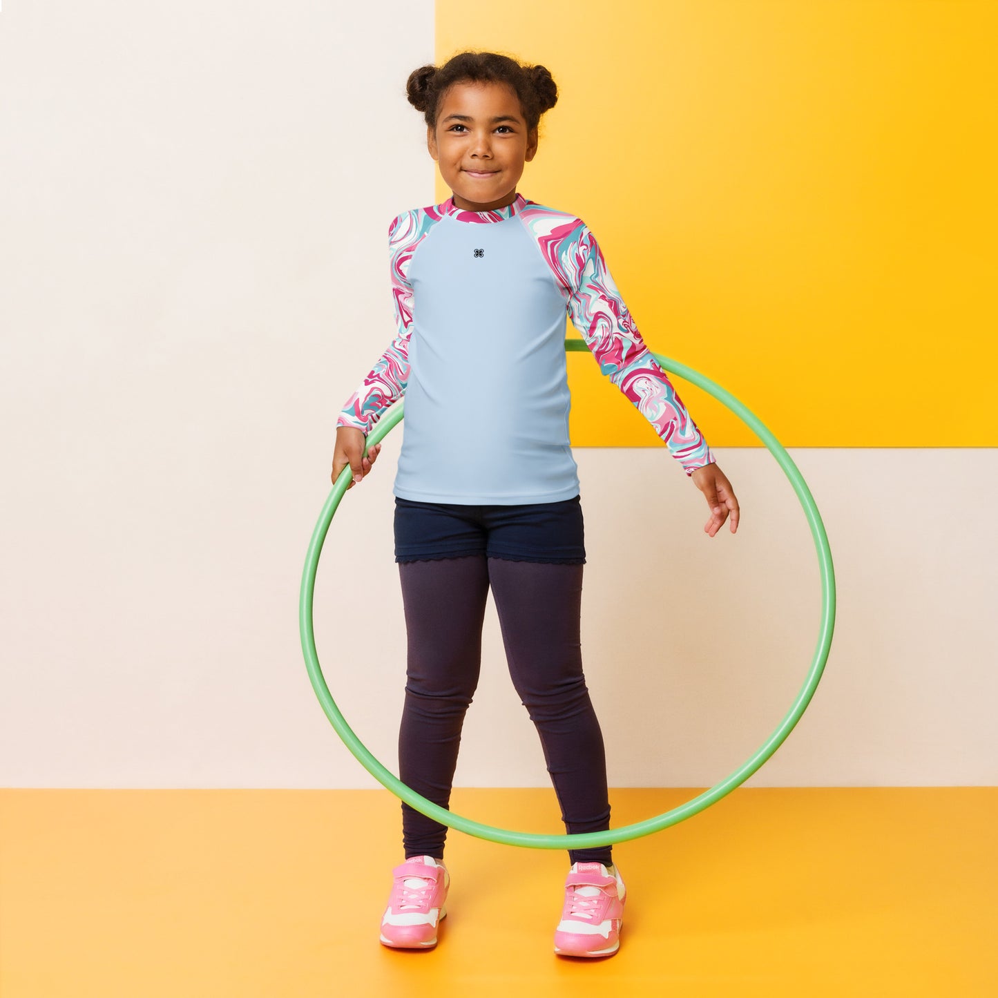 Marble-Pink Kids Rash Guard