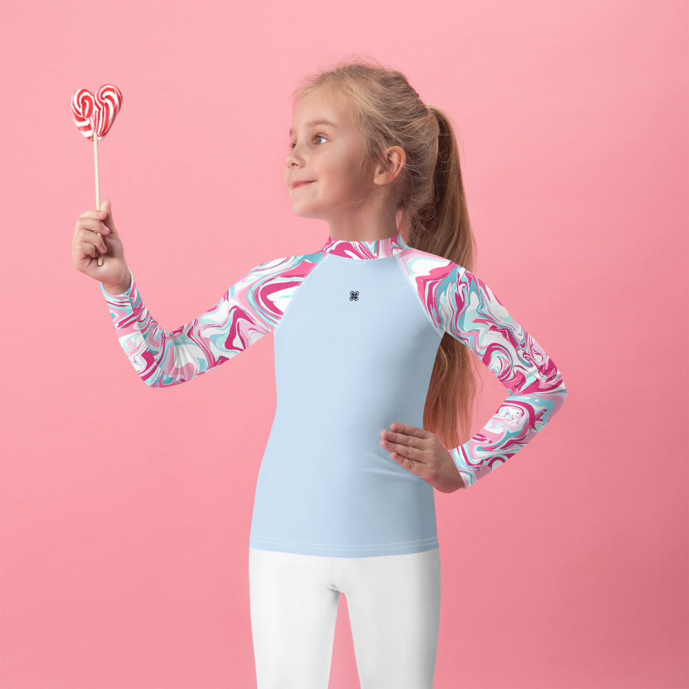 Marble-Pink Kids Rash Guard