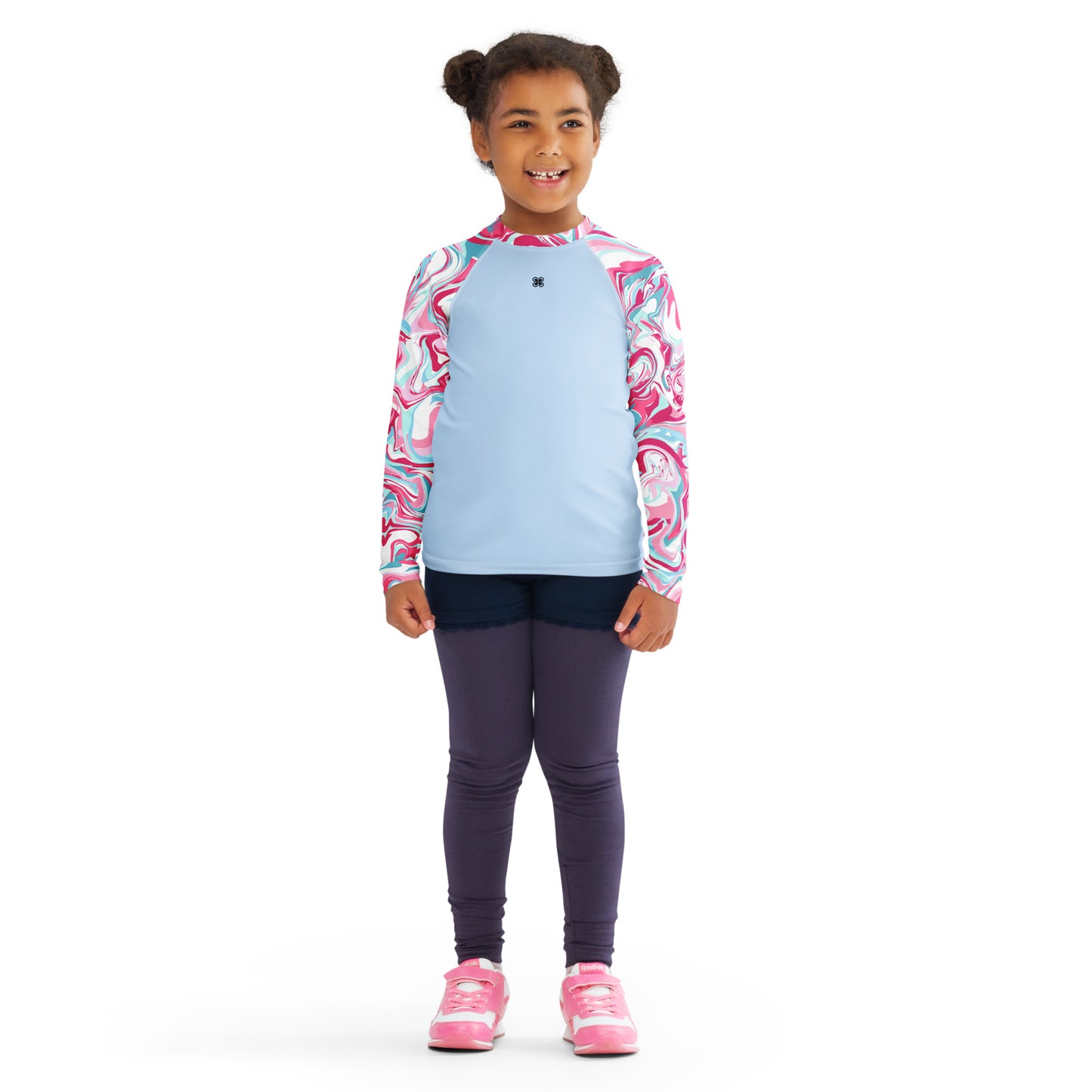 Marble-Pink Kids Rash Guard