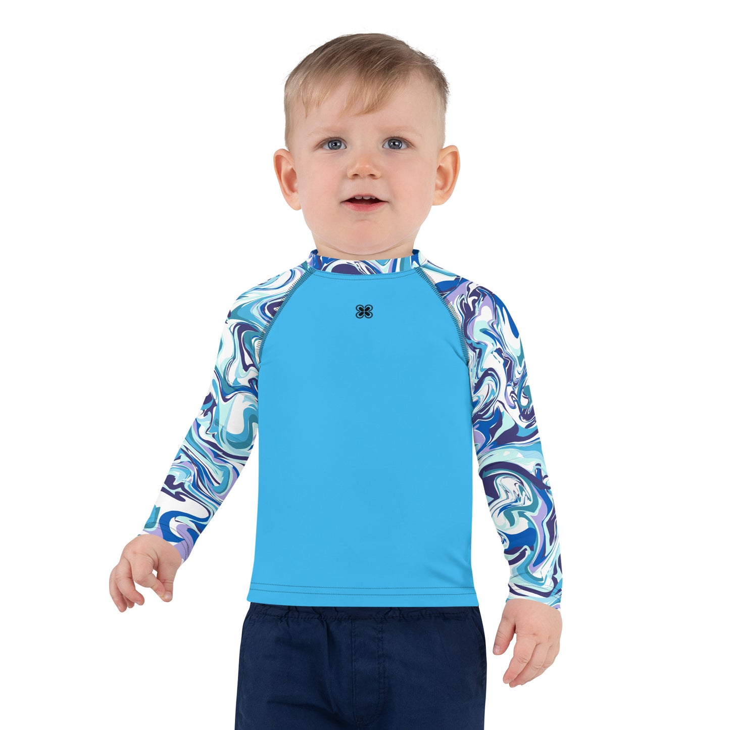 Marble-Blue Kids Rash Guard