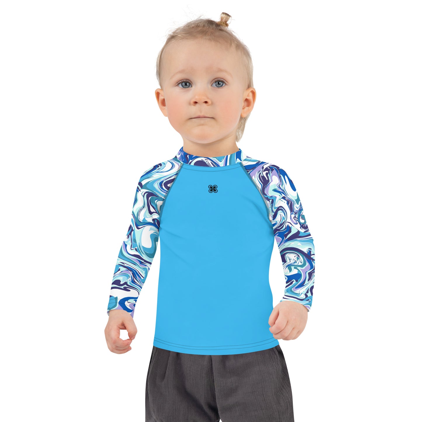 Marble-Blue Kids Rash Guard