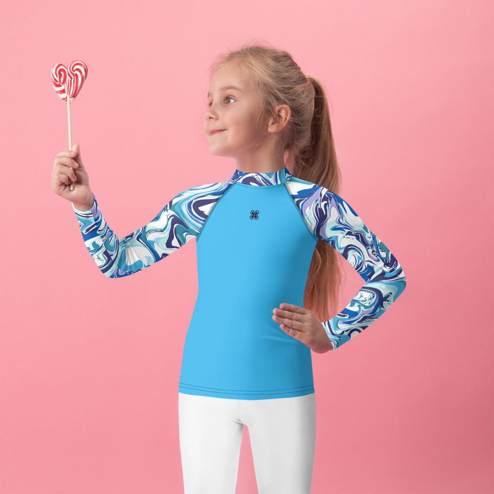 Marble-Blue Kids Rash Guard