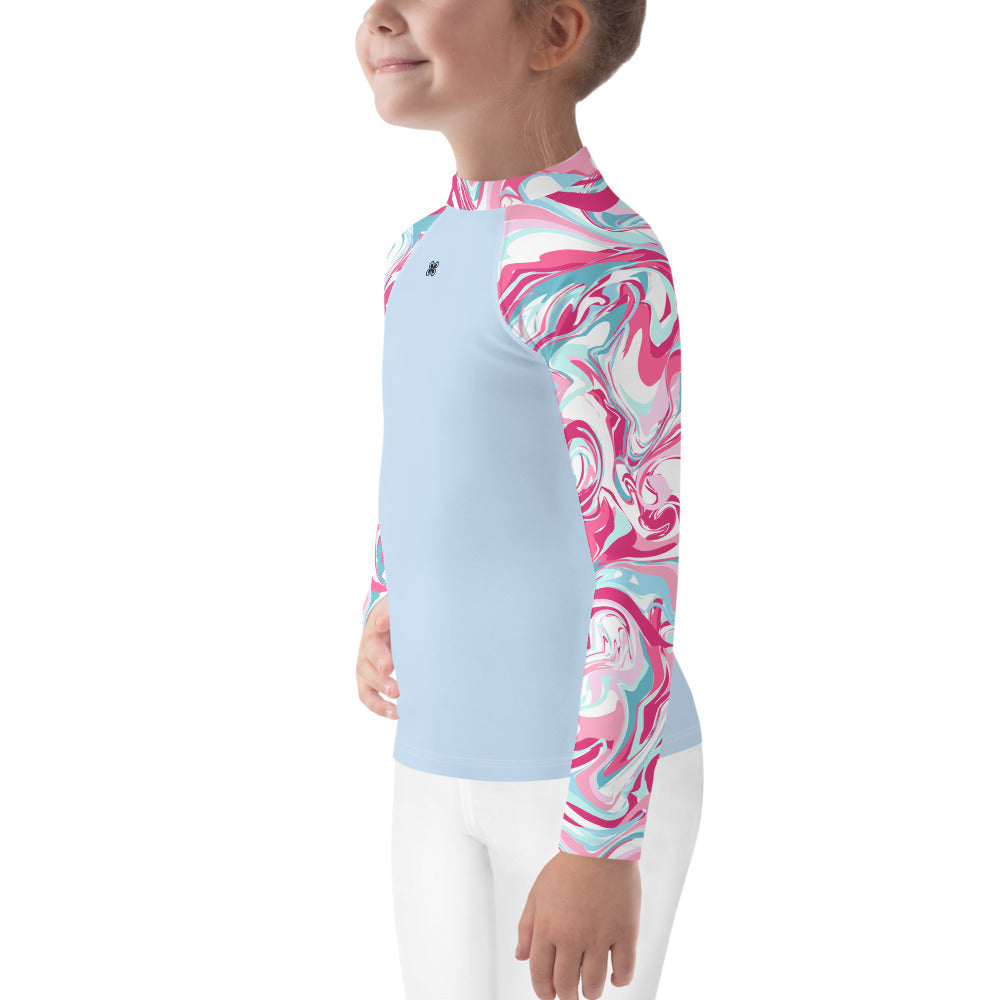 Marble-Pink Kids Rash Guard