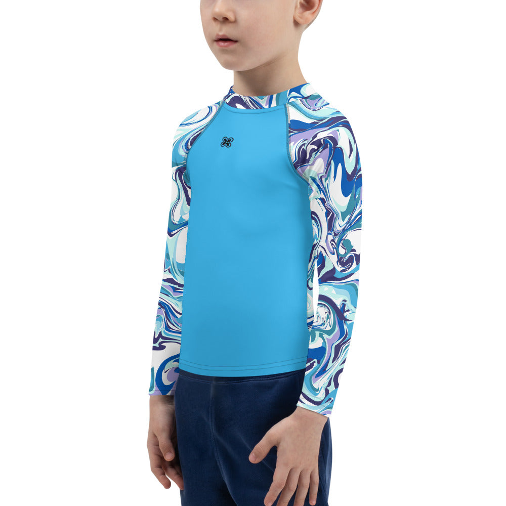 Marble-Blue Kids Rash Guard