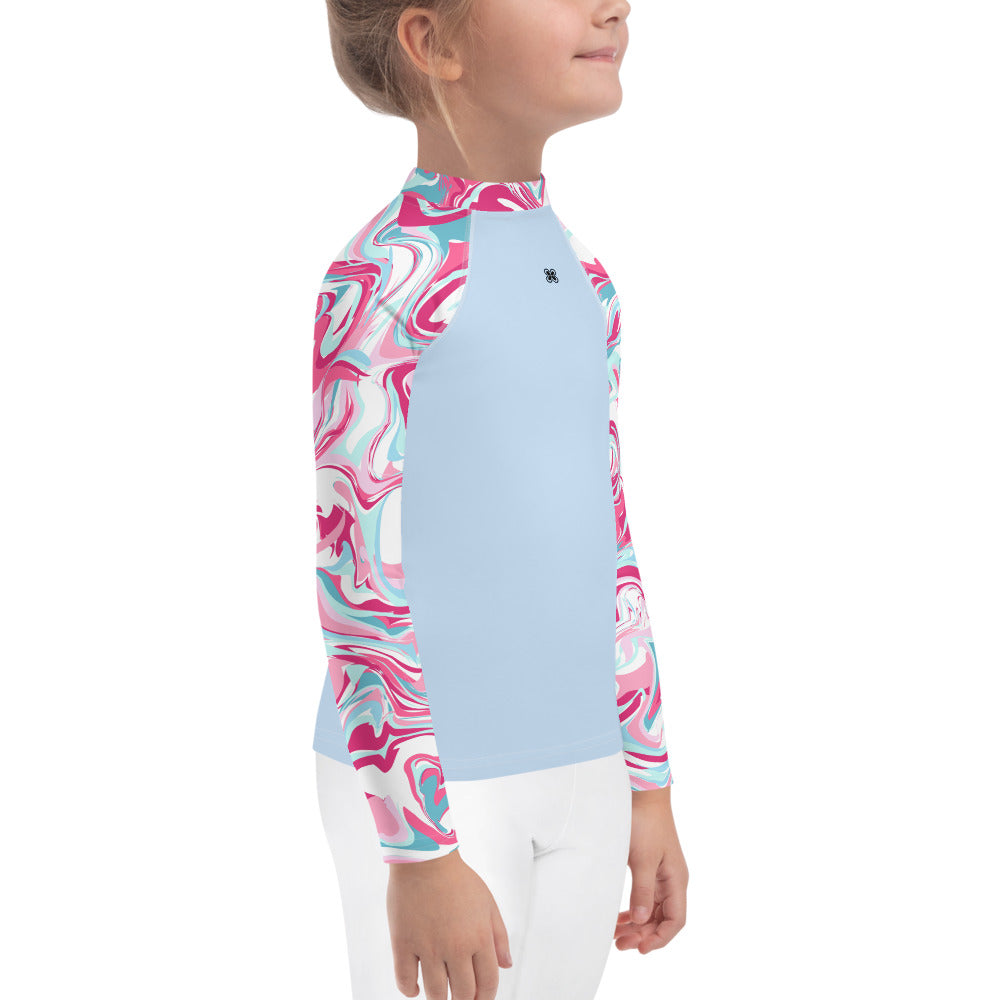 Marble-Pink Kids Rash Guard