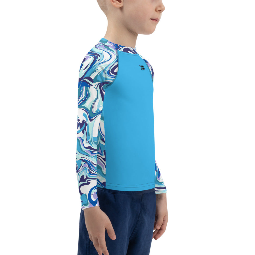 Marble-Blue Kids Rash Guard