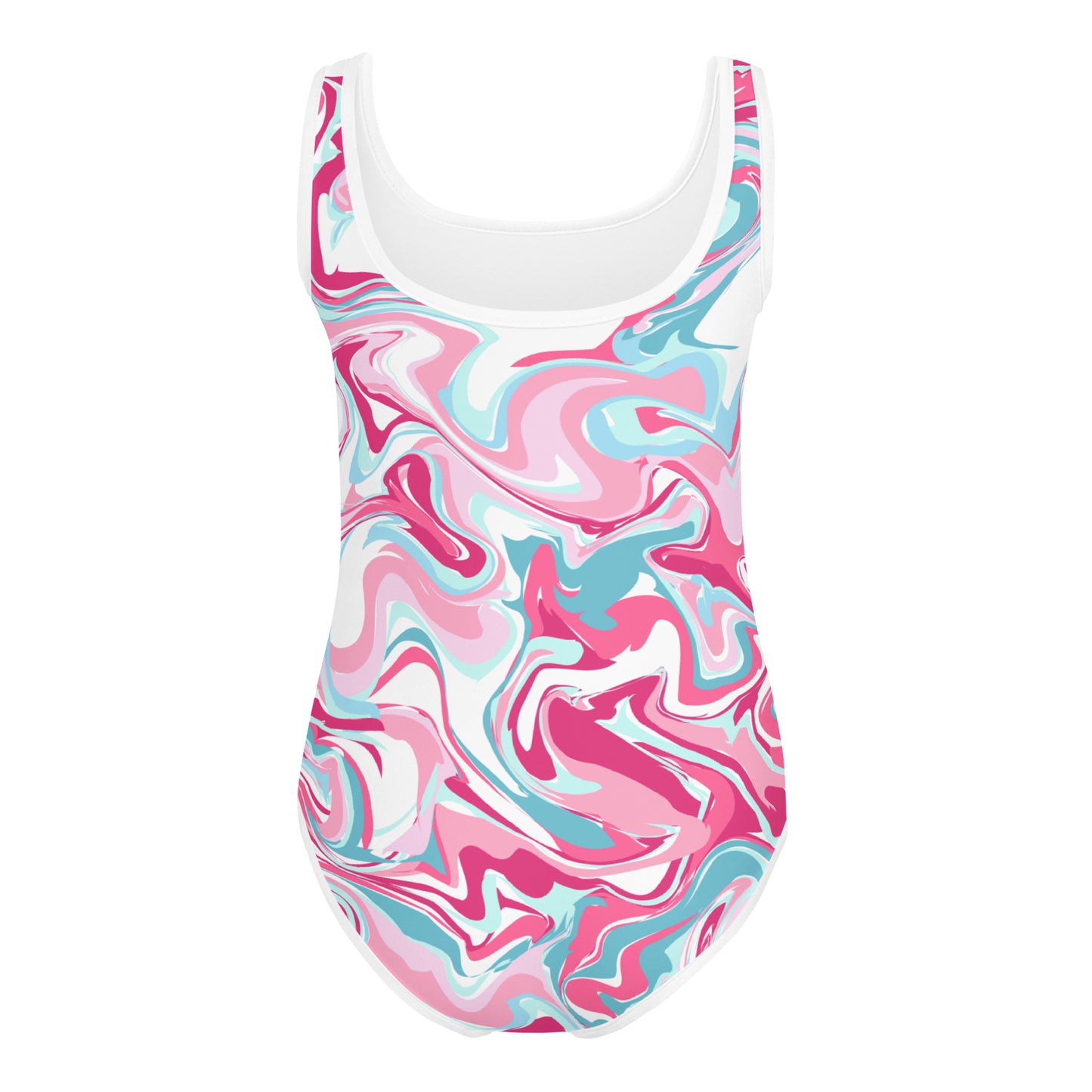 Pink-Swirls All-Over Print Kids Swimsuit