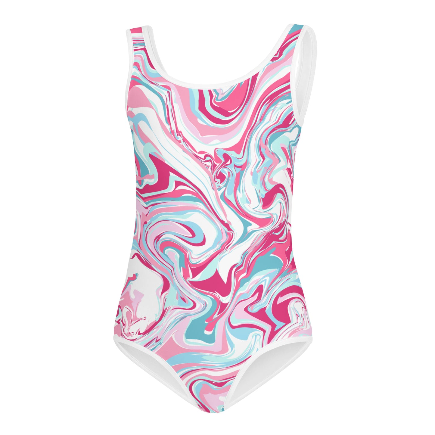 Pink-Swirls All-Over Print Kids Swimsuit