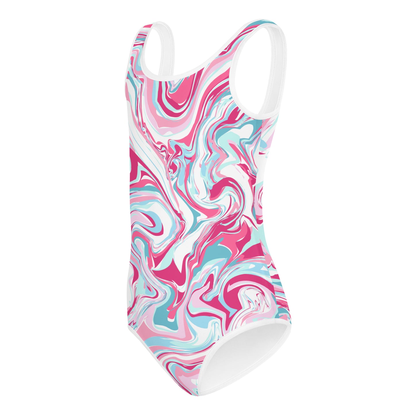 Pink-Swirls All-Over Print Kids Swimsuit