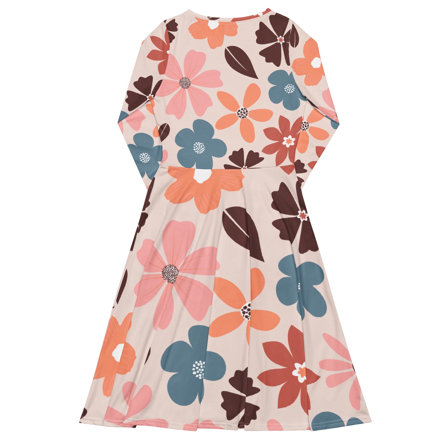 All-over print Floral Patern long sleeve midi dress$41.00
