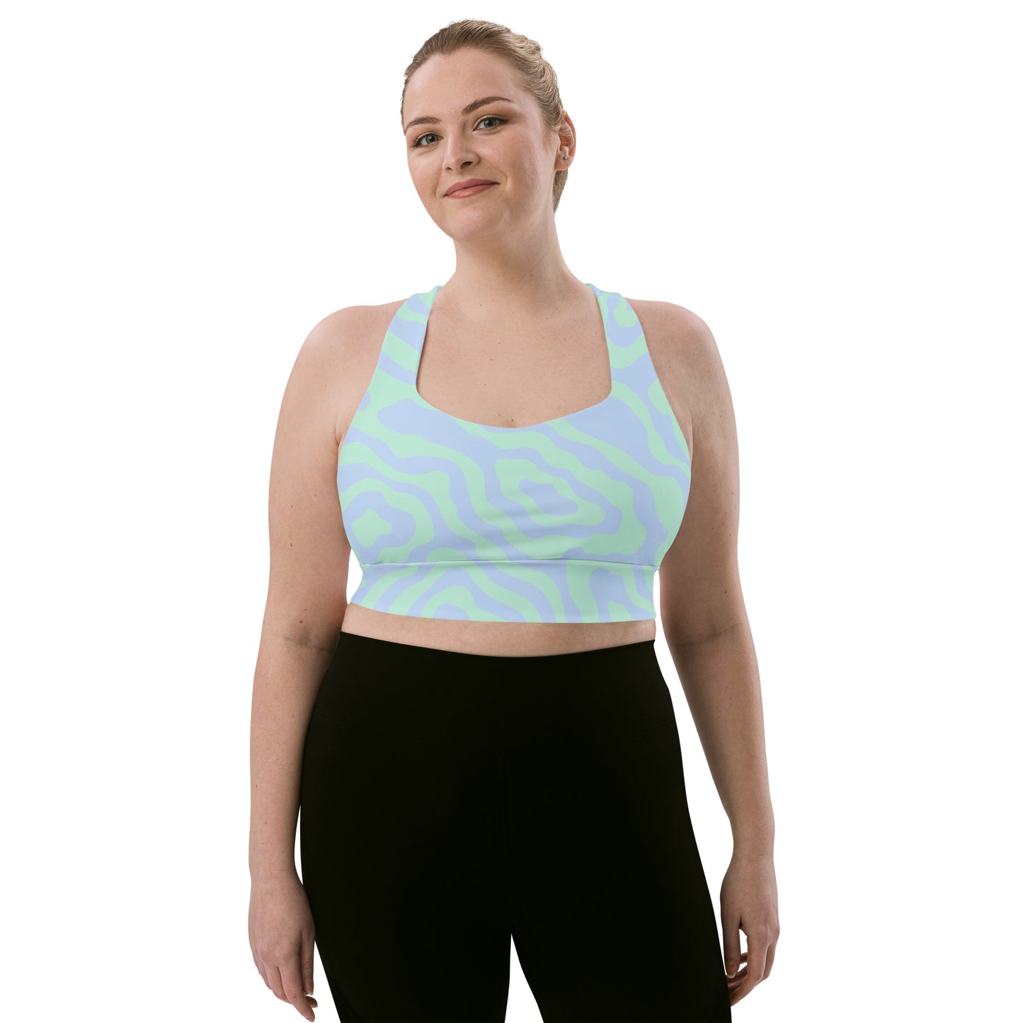 Blue-Green Sways Longline sports bra