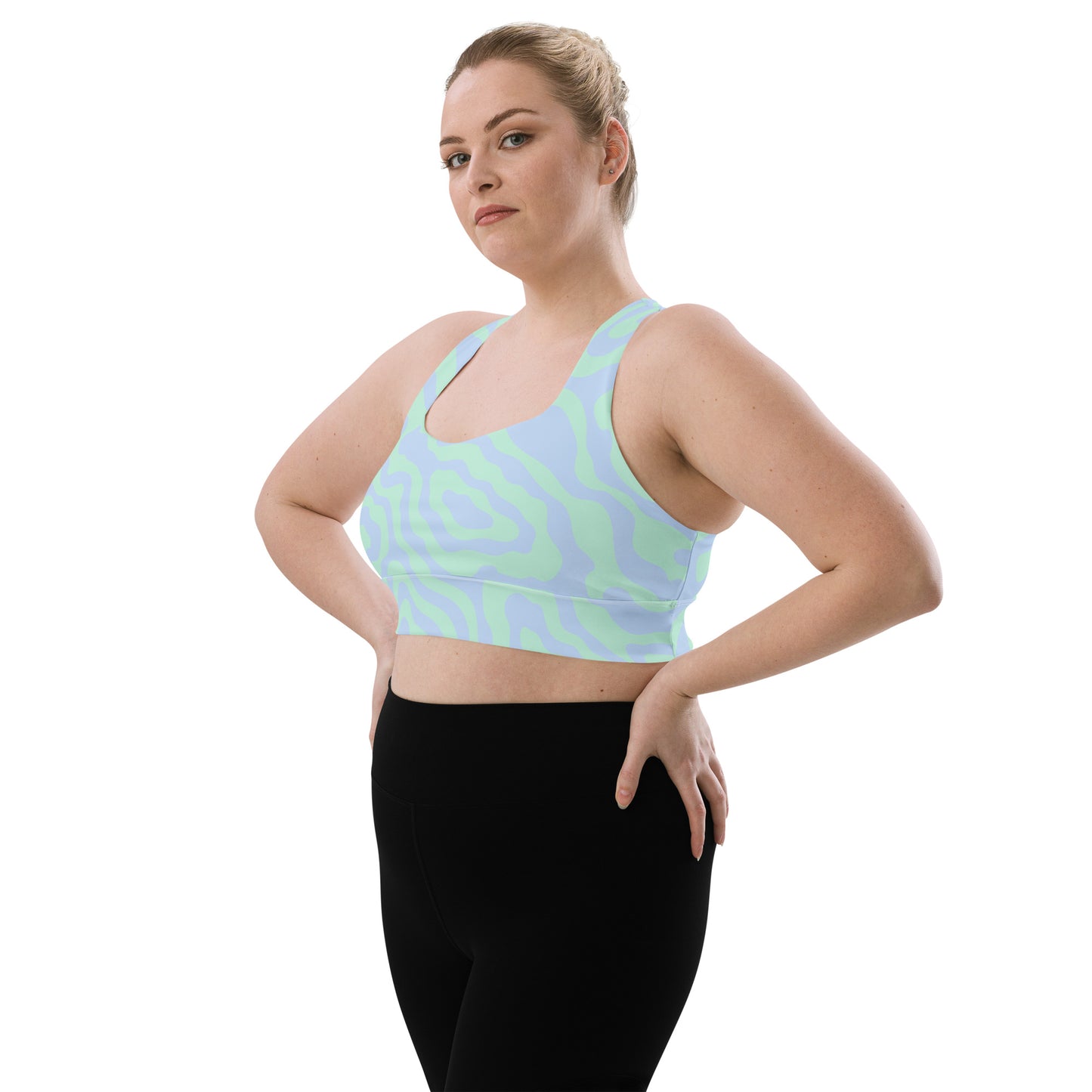 Blue-Green Sways Longline sports bra