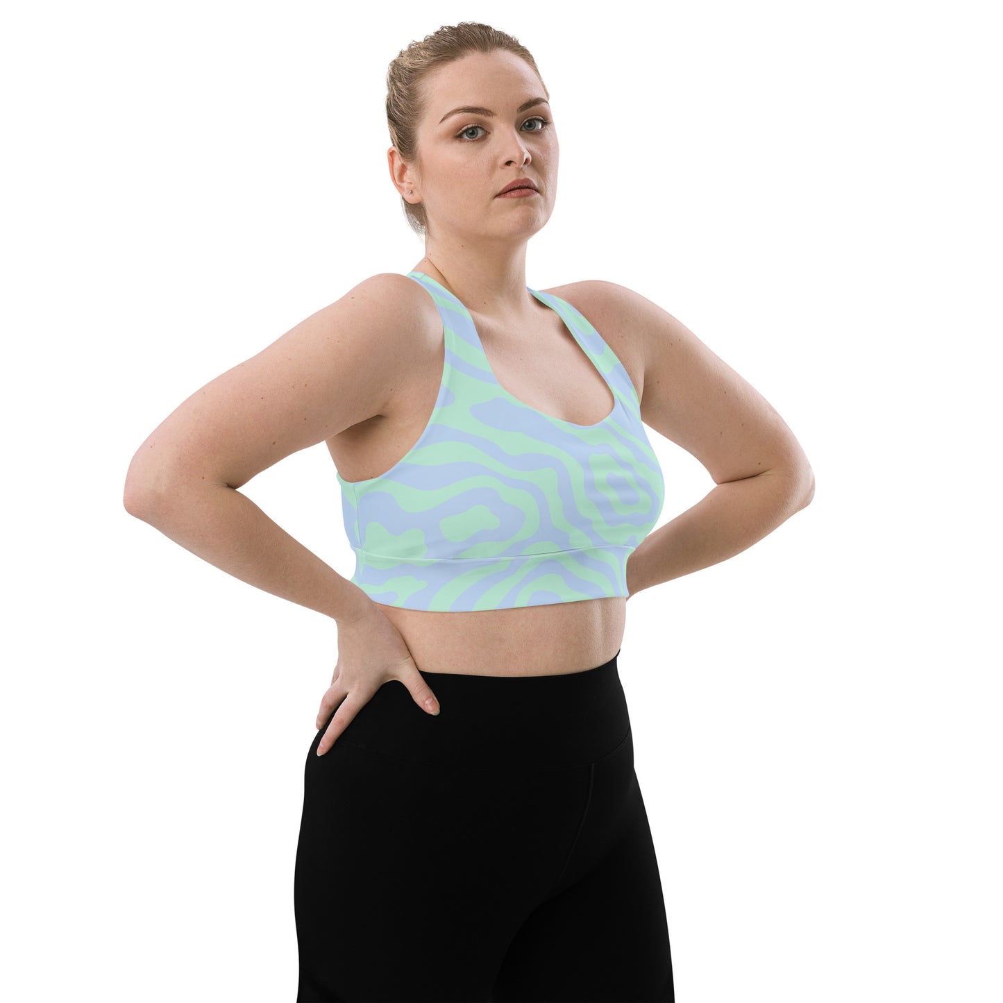 Blue-Green Sways Longline sports bra