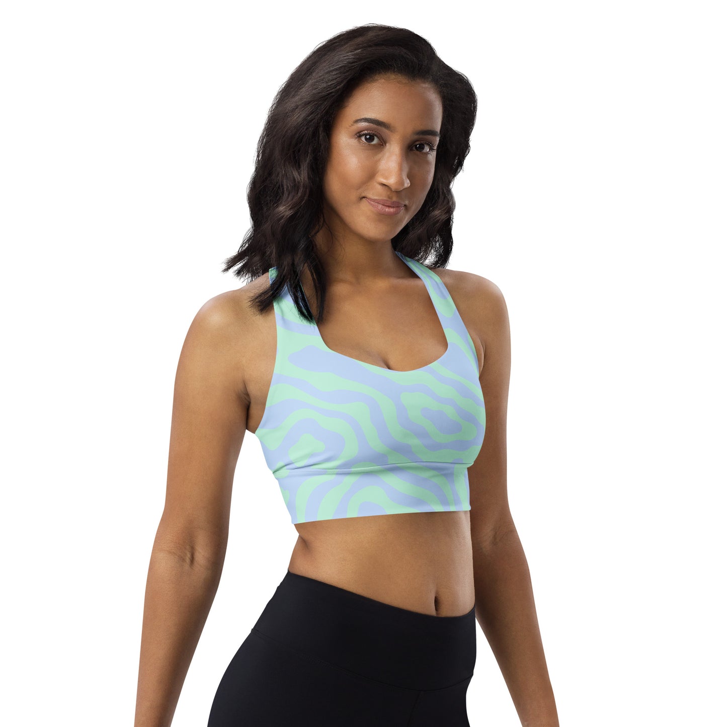 Blue-Green Sways Longline sports bra
