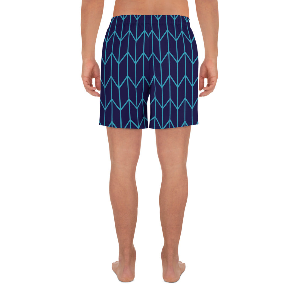 Blue Geometry Men's Athletic Shorts