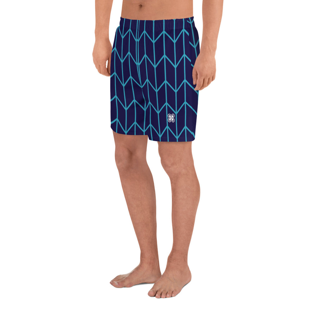 Blue Geometry Men's Athletic Shorts