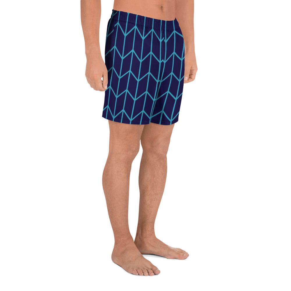 Blue Geometry Men's Athletic Shorts