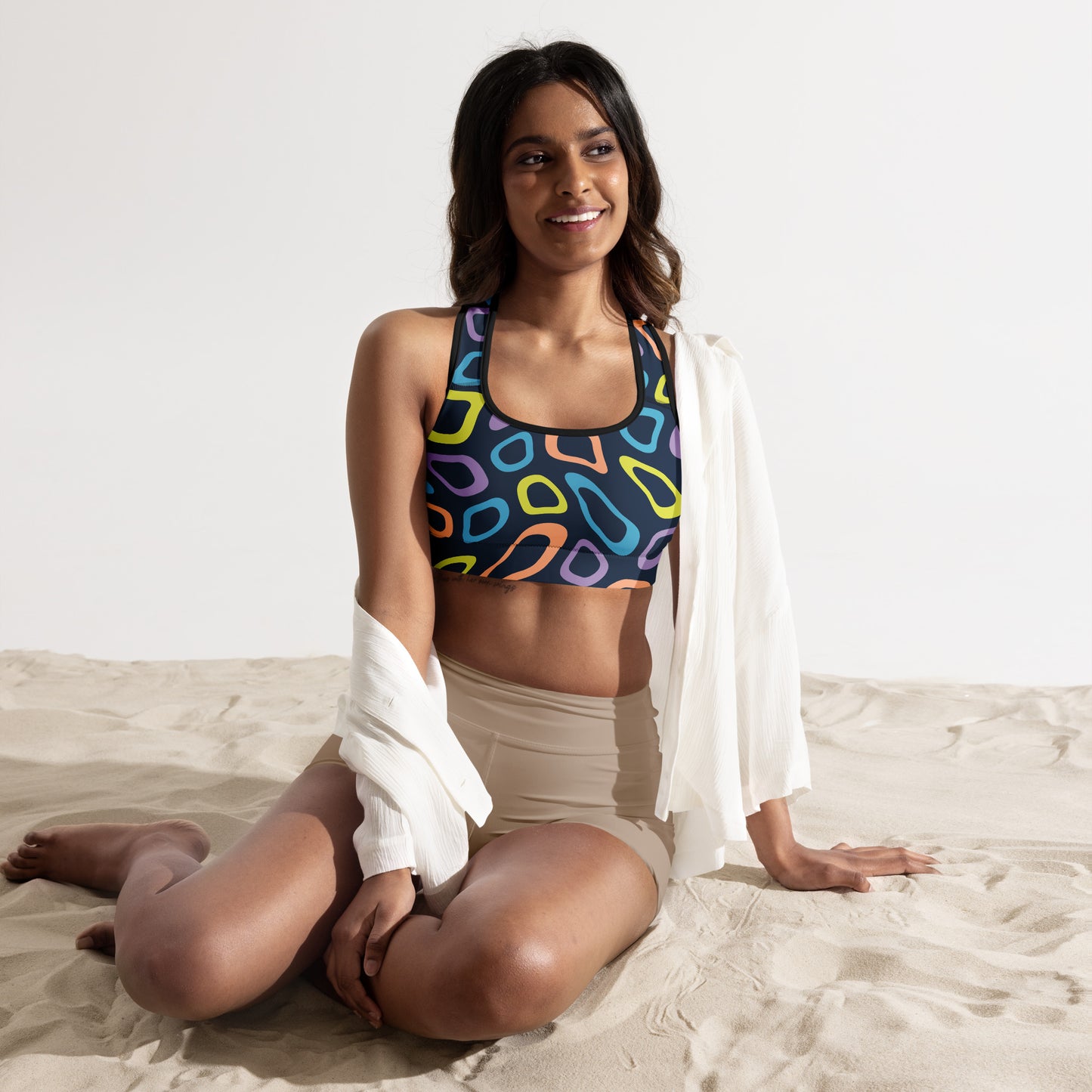 Bright abstract Padded Sports Bra