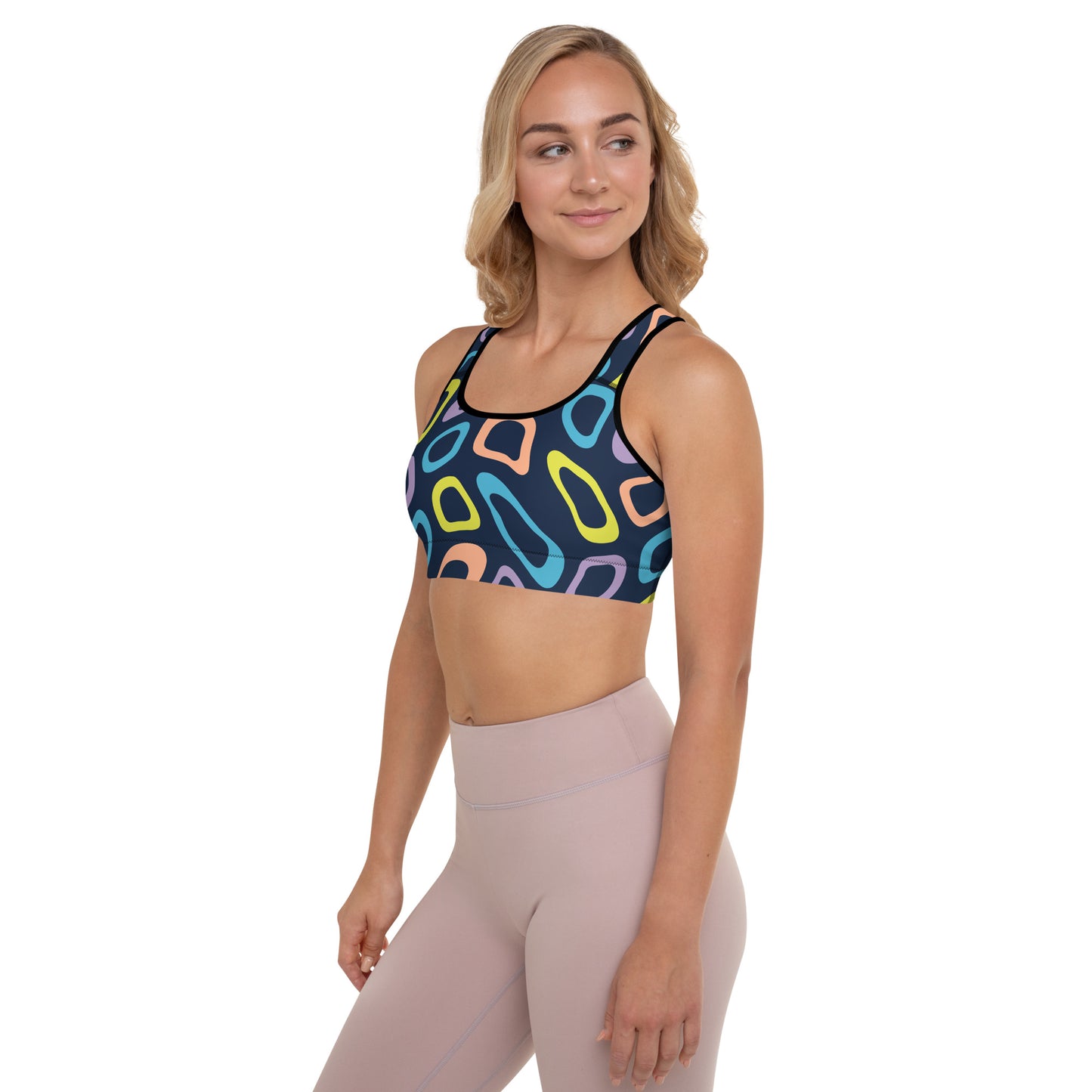 Bright abstract Padded Sports Bra