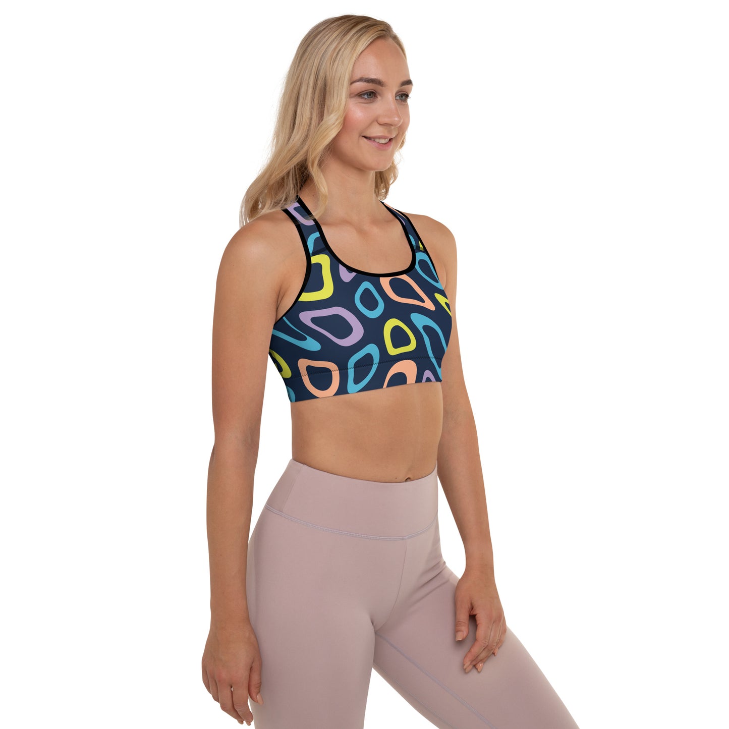 Bright abstract Padded Sports Bra