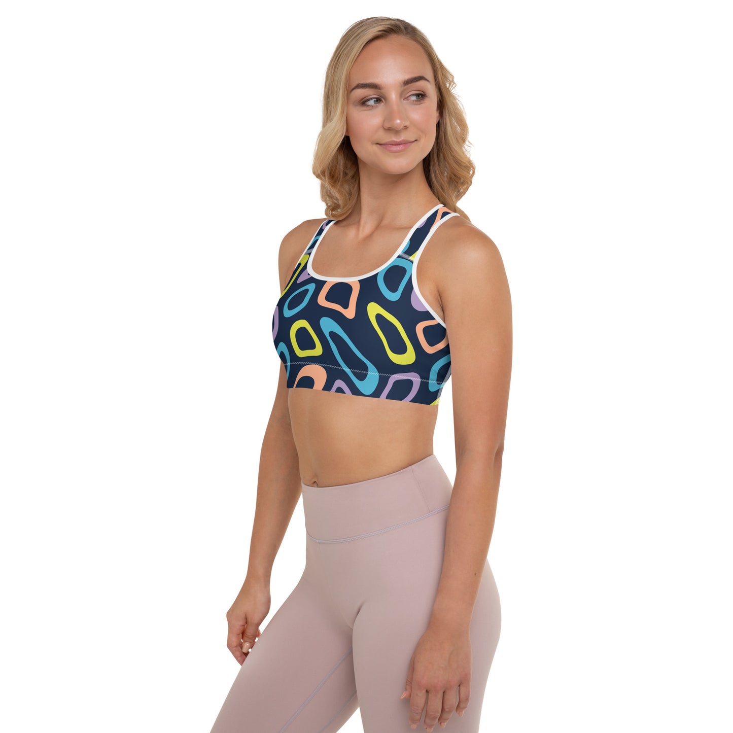 Bright abstract Padded Sports Bra