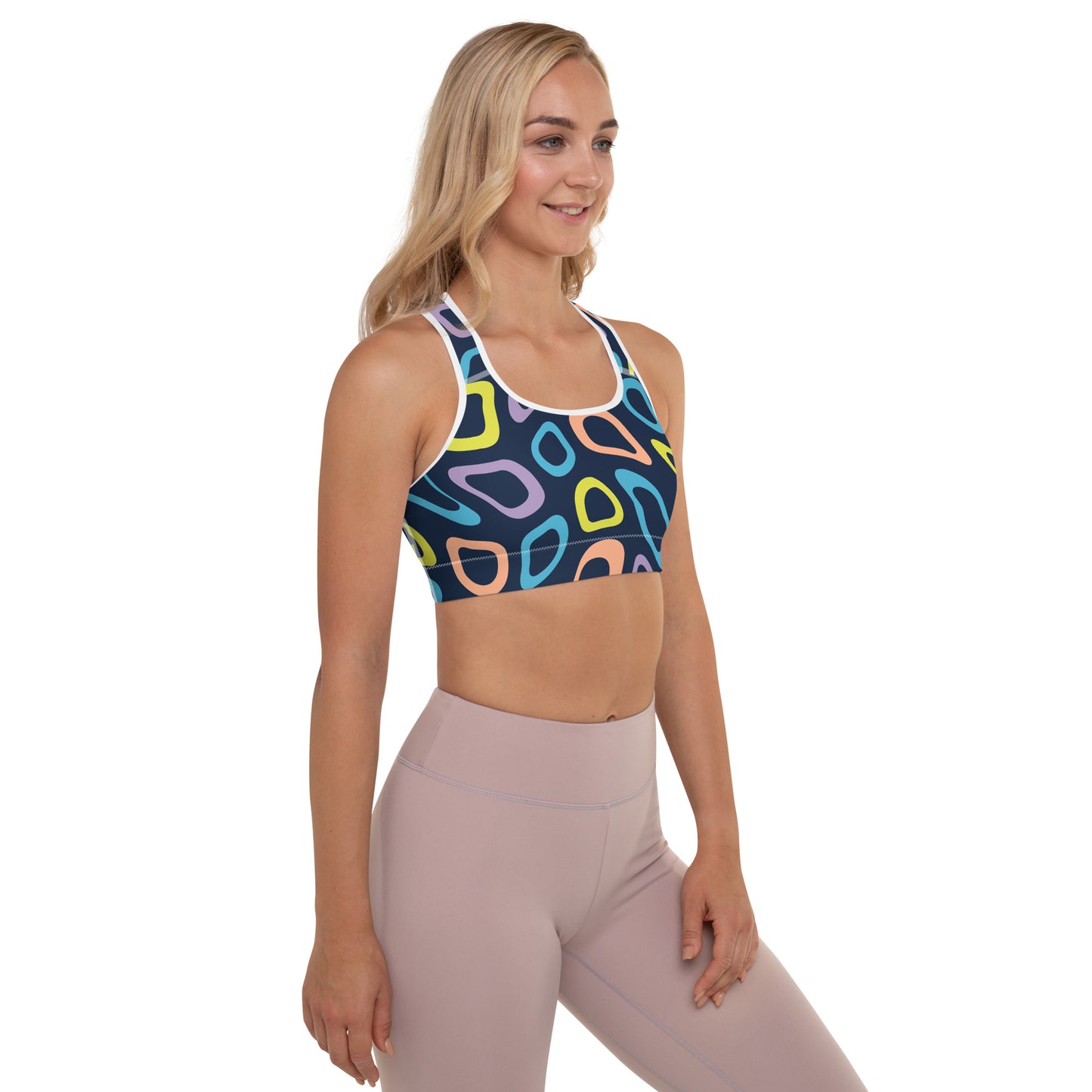 Bright abstract Padded Sports Bra