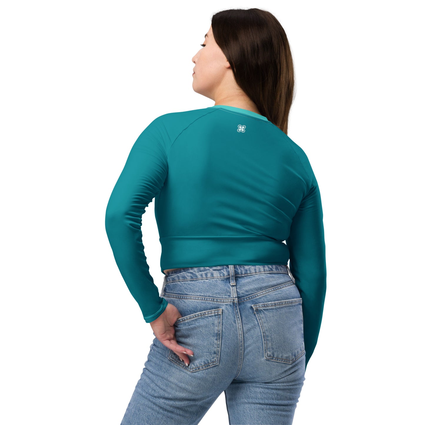Dark Turquoise long-sleeve crop top