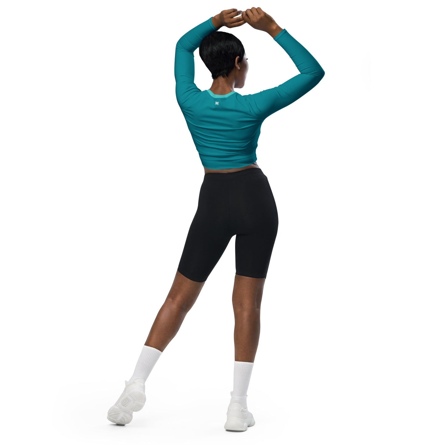 Dark Turquoise long-sleeve crop top