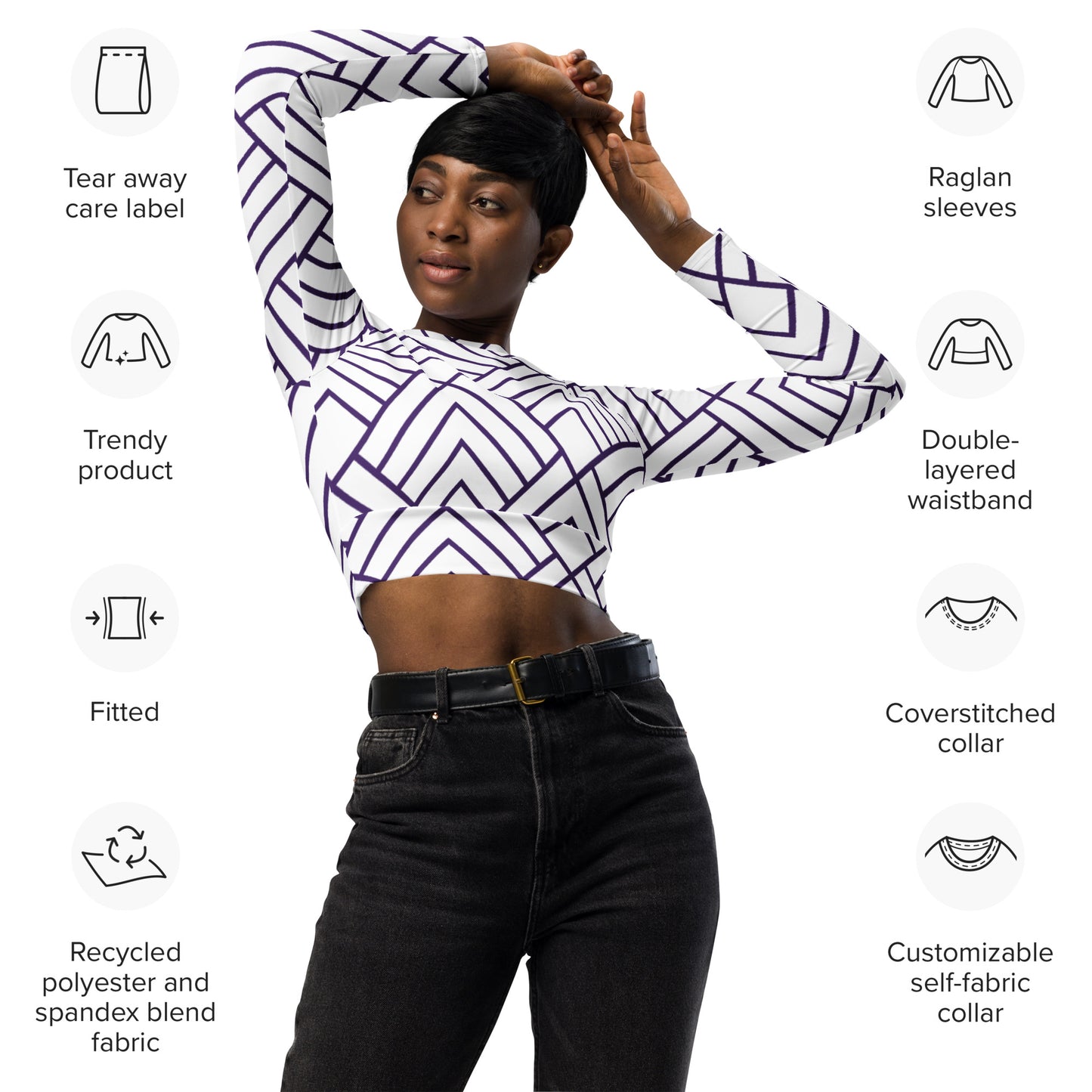 Purp long-sleeve crop top