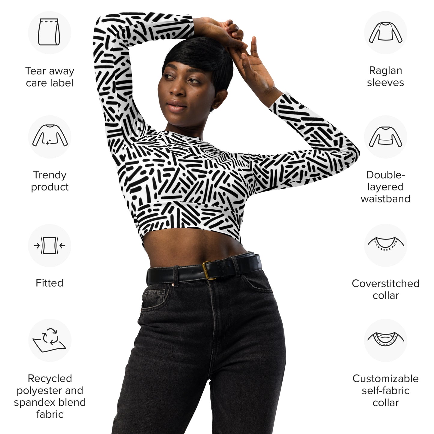 Zebra Recycled long-sleeve crop top