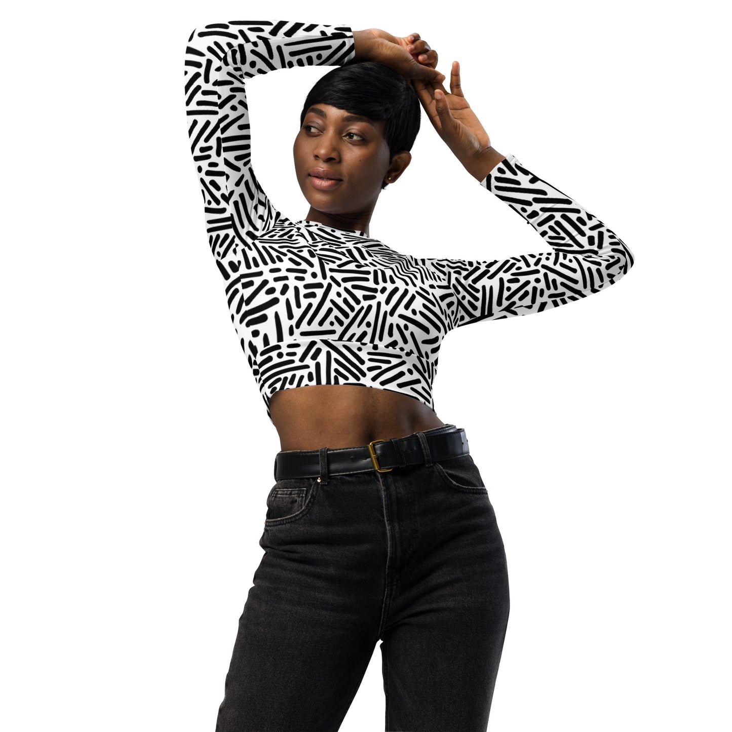 Zebra Recycled long-sleeve crop top