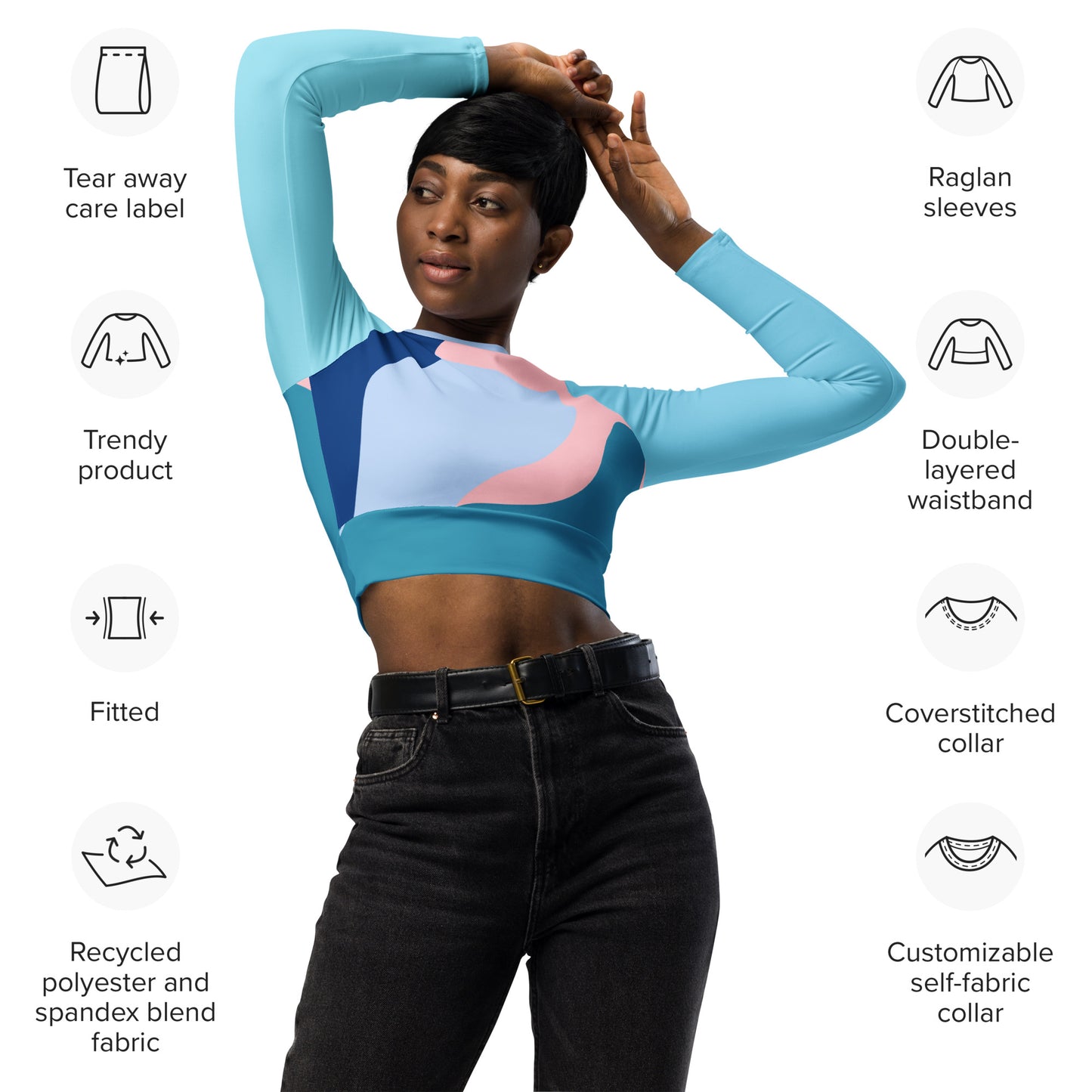 Columbia Blue Recycled long-sleeve crop top