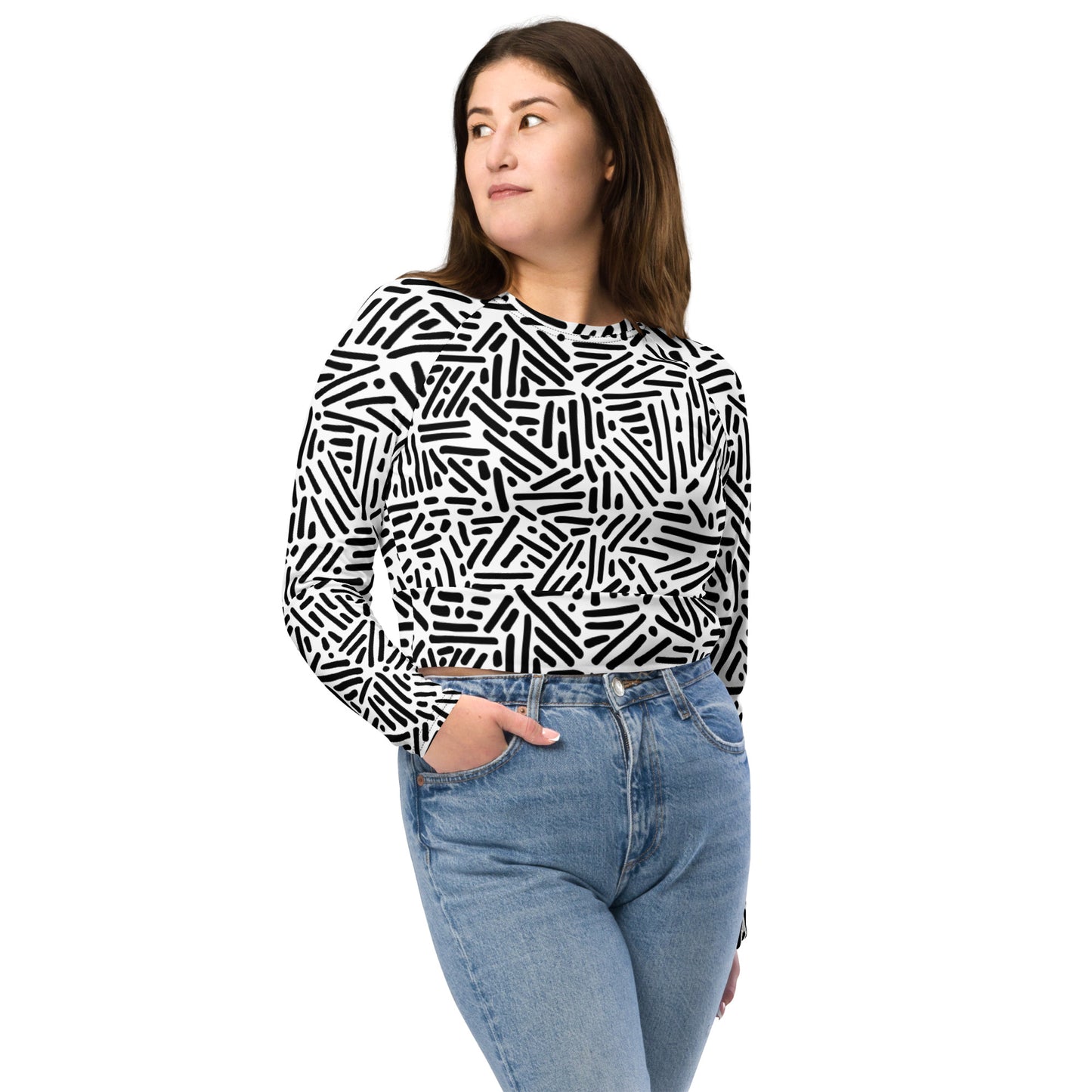 Zebra Recycled long-sleeve crop top