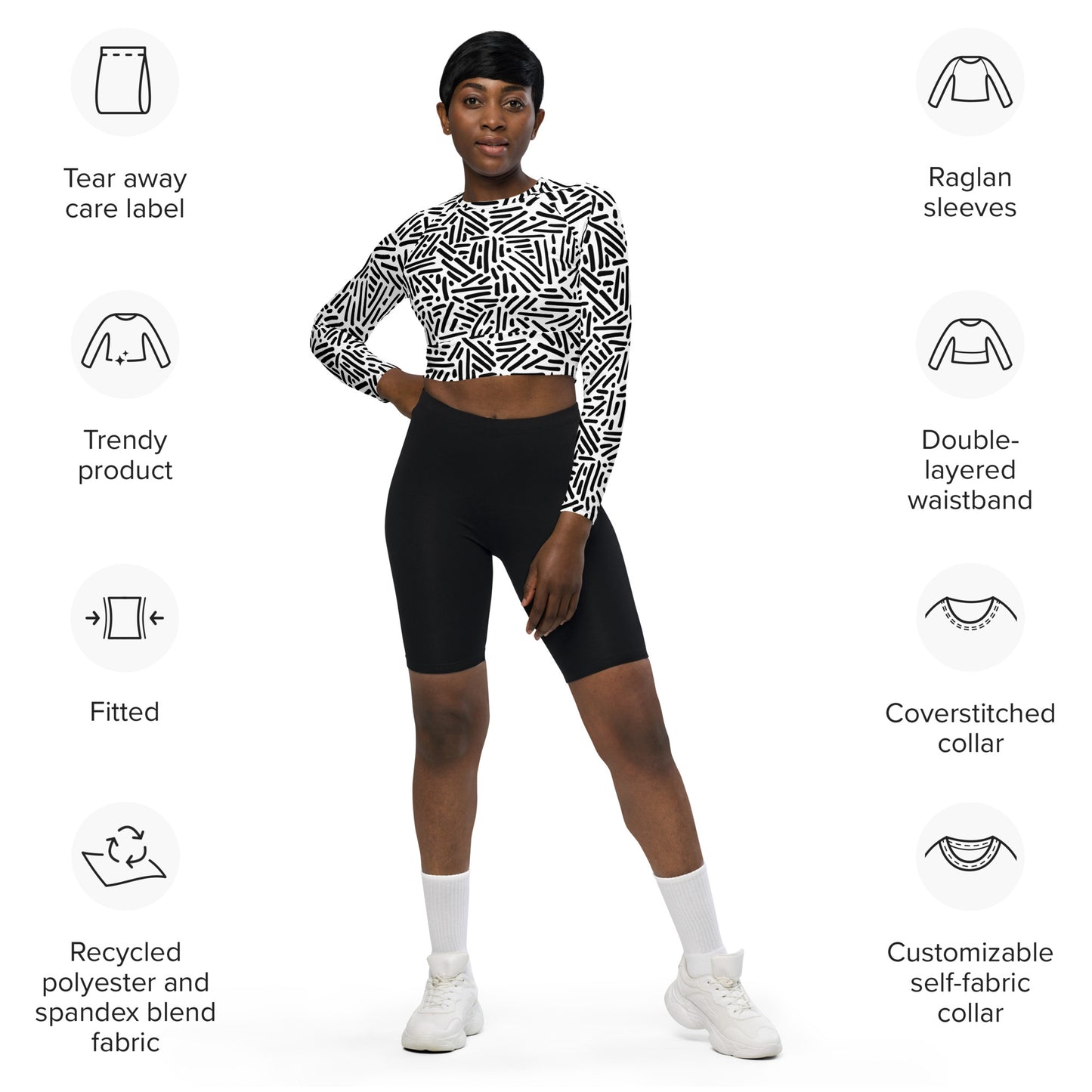 Zebra Recycled long-sleeve crop top